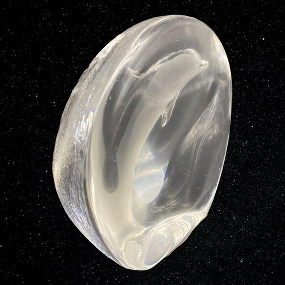 Mats Jonasson Dolphin Paperweight Full Lead Signed Sweden 4”T 4.5”W - Picture 2 of 9